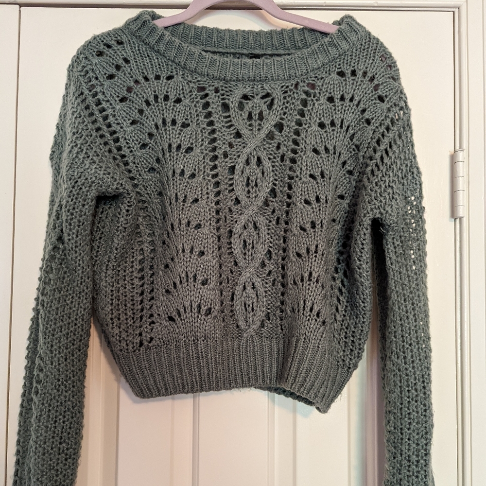 Cropped sage green sweater